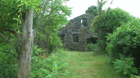 Cobblestone house in forest Stock Footage 558484