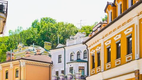Cobblestone lane lined with centuries old buildings for lifestyle or real est Stock Photos