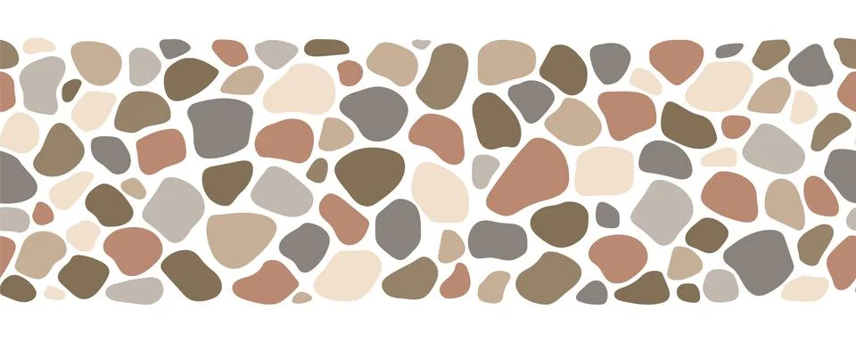 Cobblestone mosaic seamless pattern, border, road, stone texture. Vector ab.. 스톡 일러스트