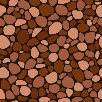 Cobblestone mosaic seamless pattern, brown stone texture. Vector abstract rep Illustrazione stock