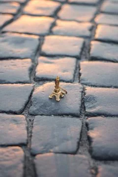 Cobblestone paris vintage  texture background 写真素材
