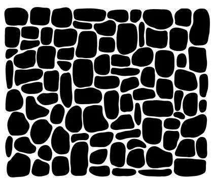 Cobblestone pattern, wall. Vector abstract outline black flat brick backgroun Stock Illustration