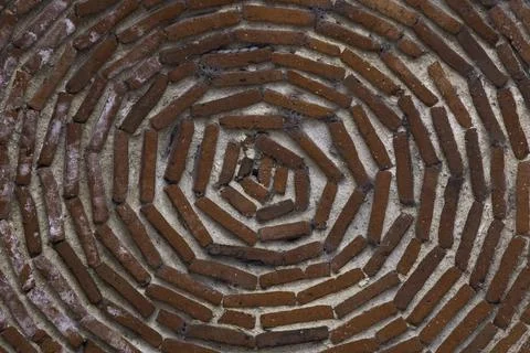 Cobblestone pavement floor with a circle shape pattern Foto stock
