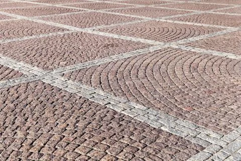 Cobblestone pavement with square pattern 스톡 사진