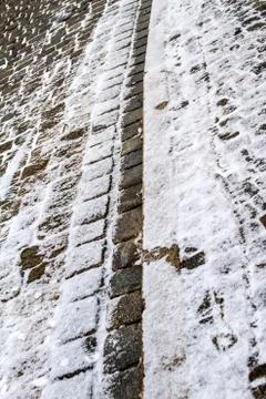 Cobblestone pavement in wemding, germany. Foto stock
