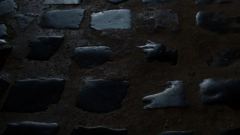 Cobblestone Road Reflecting Evening Light (4k) Stock Footage 121584877