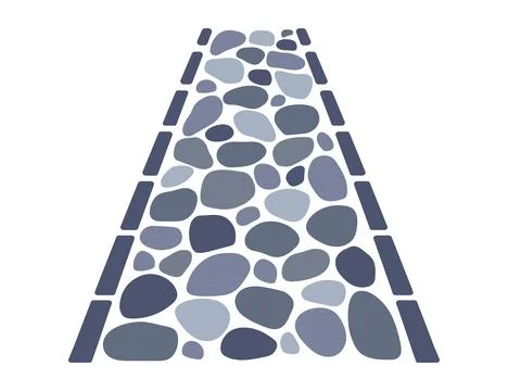 Cobblestone road, stone texture. Vector sidewalk, old garden path Stock Illustration