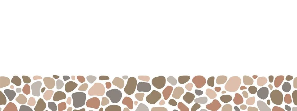 Cobblestone seamless border, stone texture. Vector abstract repeat rock groun Stock Illustration