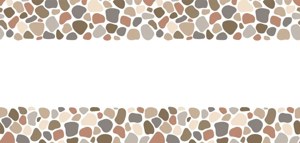Cobblestone seamless border, stone texture. Vector abstract repeat rock frame Stock Illustration