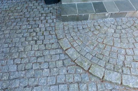 Cobblestone set in a circular pattern.. Stock Photos