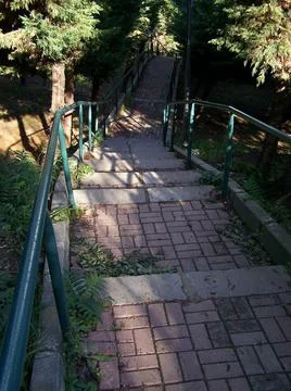 Cobblestone stairs (down) Stock Photos