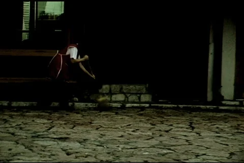 Cobblestone street sweeper Stock Footage 110895