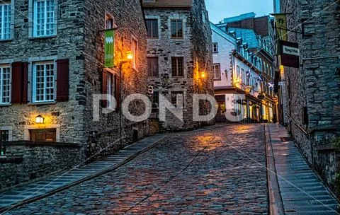 Cobblestone Streets in Old Quebec Stock Photos