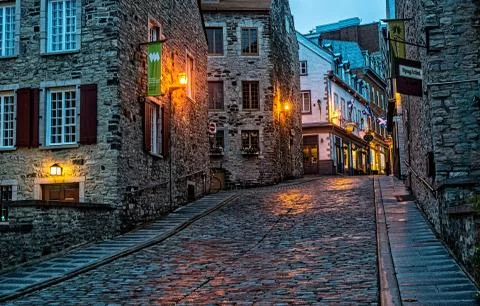 Cobblestone Streets in Old Quebec Stock Photos