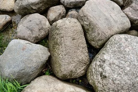 Cobblestone surface background top view. Cobblestone texture background Stock Photos