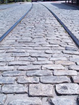 Cobblestone tracks Fotos Stock