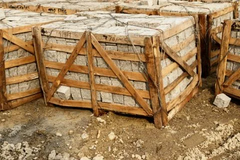 Cobblestones building site Stock Photos