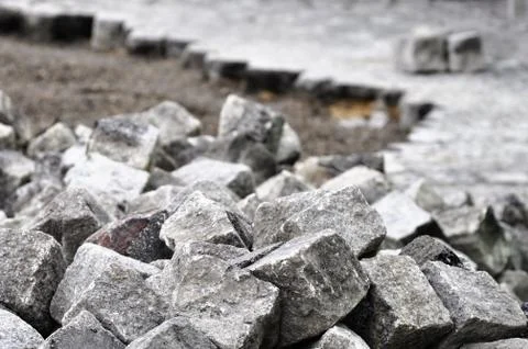Cobblestones on a construction site Stock Photos