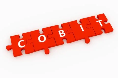 COBIT puzzle white background concept 3D illustration Stock Illustration