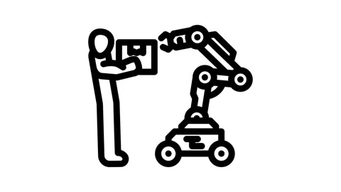 Cobots collaborative robots industry 5 line icon animation Stock Footage 326751451