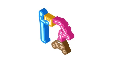 Cobots collaborative robots industry 5 isometric icon animation Stock Footage 327280386