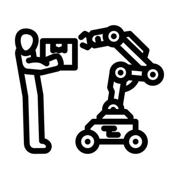 Cobots collaborative robots industry 5 line icon vector illustration Stock Illustration