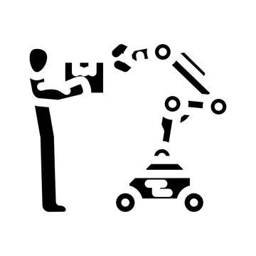 Cobots collaborative robots industry 5 glyph icon vector illustration Stock Illustration