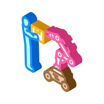 Cobots collaborative robots industry 5 isometric icon vector illustration Stock Illustration