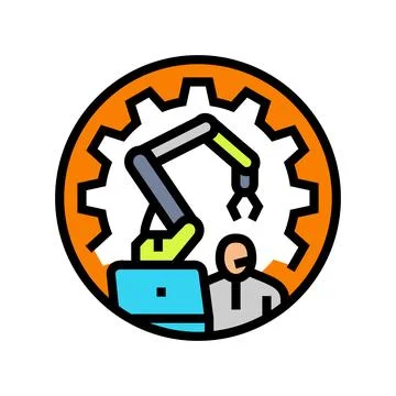 Cobots collaborative robots industry 5 color icon vector illustration Stock Illustration