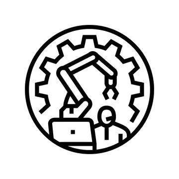 Cobots collaborative robots industry 5 line icon vector illustration Stock Illustration