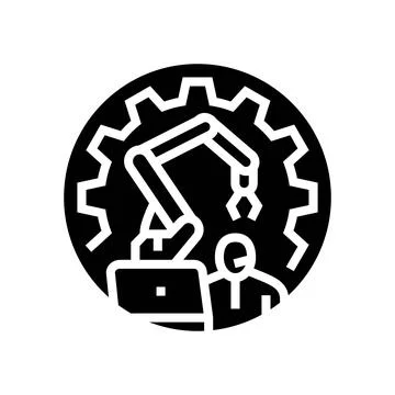 Cobots collaborative robots industry 5 glyph icon vector illustration Stock Illustration