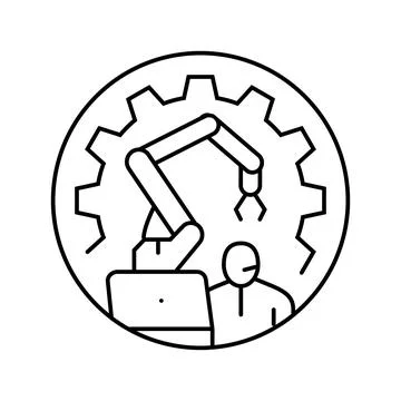 Cobots collaborative robots industry 5 line icon vector illustration Stock Illustration