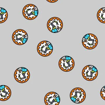 Cobots collaborative robots industry 5 vector seamless pattern Stock Illustration