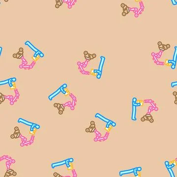 Cobots collaborative robots industry 5 vector seamless pattern Stock Illustration