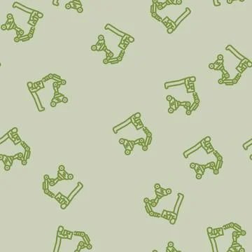 Cobots collaborative robots industry 5 line vector seamless pattern Stock Illustration