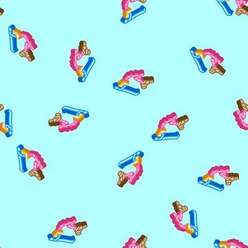 Cobots collaborative robots industry 5 isometric icon seamless pattern Stock Illustration