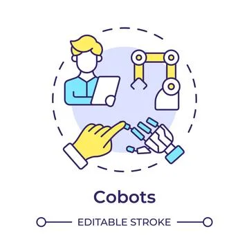 Cobots multi color concept icon Stock Illustration