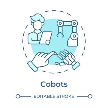 Cobots soft blue concept icon Stock Illustration