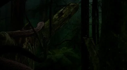 Cobra on big tree in jungle include alpha path with 3d rendering realistic. イラスト素材