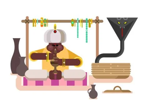 Cobra dances under flute Stock Illustration
