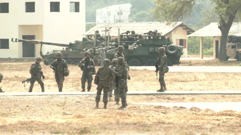 Cobra Gold Amphibious Assault Exercise - Korean Troops Leave Positions 動画素材 239608437