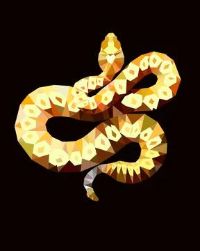 Cobra. polygonal vector illustration isolated on black background. Low Poly a Illustrazione stock
