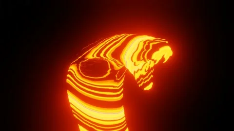 Cobra Sculpture With Abstract Loop Neon Texture Stock Footage 220796300