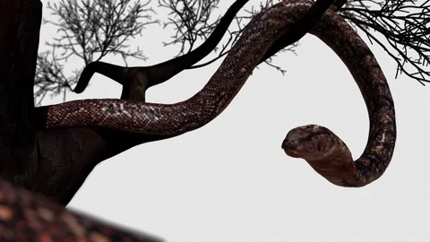 Cobra slither on big tree close up. Stock Footage 196588336