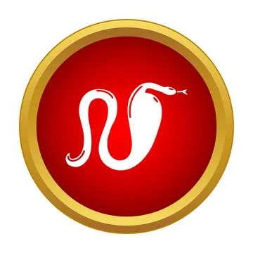 Cobra snake icon on red circle button Stock Illustration