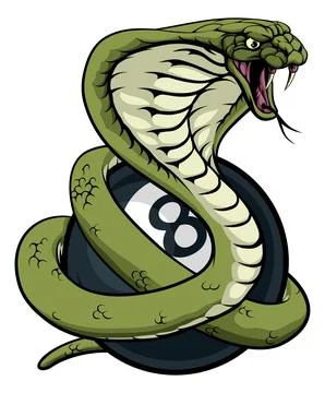 Cobra Snake Pool 8 Ball Billiards Mascot Cartoon Stock Illustration