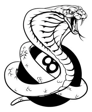 Cobra Snake Pool 8 Ball Billiards Mascot Cartoon Stock Illustration