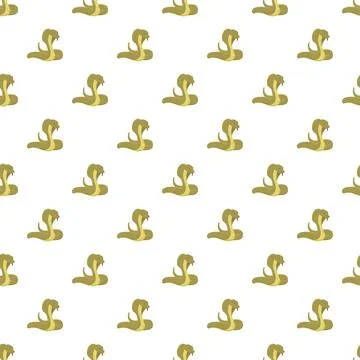 Cobra snakes repeating seamless pattern on white background Stock Illustration