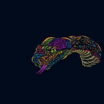 The cobra viper snake head line pop art potrait colorful logo design with d.. Stock Illustration