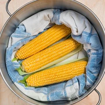 Cobs in the saucepan Stock Photos